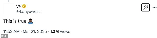 Dok je video radila runde na X, sam Kanye je odgovorio, naizgled potvrđujući priču pišući: 'To je istina'