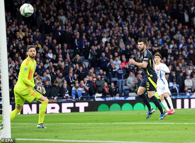 Craig Gordon i Grant Hanley osvrću se u očaju dok se Karetsas uvija u drugom timu