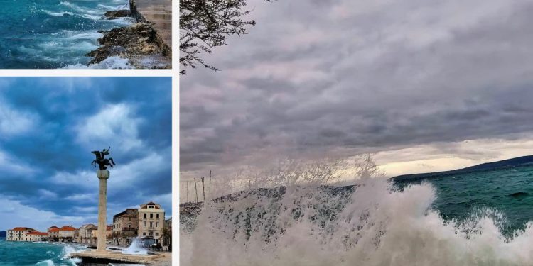 FOTO I VIDEO Ovako je na kaštelanskoj obali. More žestoko udara u rivu