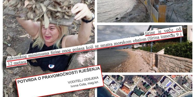 Granice pomorskog dobra u Sukošanu ispred novoizgrađenih vila, potvrđivala friško uhićena za primanje mita Ivona Cota i njena prijateljica i USKOK-ova svjedokinja