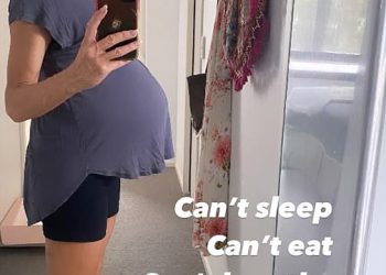 Madeleine West kaže da ‘ne može spavati, jesti i disati’ u posljednjim tjednima trudnoće dok pokazuje svoju rastuću bebu