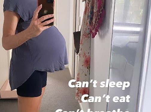 Madeleine West kaže da ‘ne može spavati, jesti i disati’ u posljednjim tjednima trudnoće dok pokazuje svoju rastuću bebu