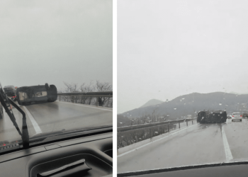 Nesreća na Mostu Franje Tuđmana, prevrnuo se automobil