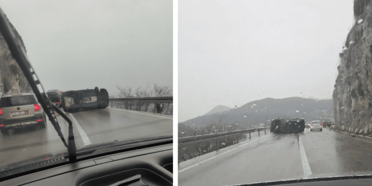 Nesreća na Mostu Franje Tuđmana, prevrnuo se automobil