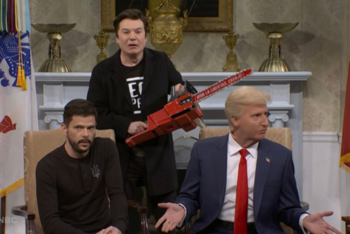SNL je probio nedavni Trump-Ukraine snimke političara, uključujući potpredsjednika JD Vancea. Elon Musk, kojeg glumi Mike Myers, također se pojavio