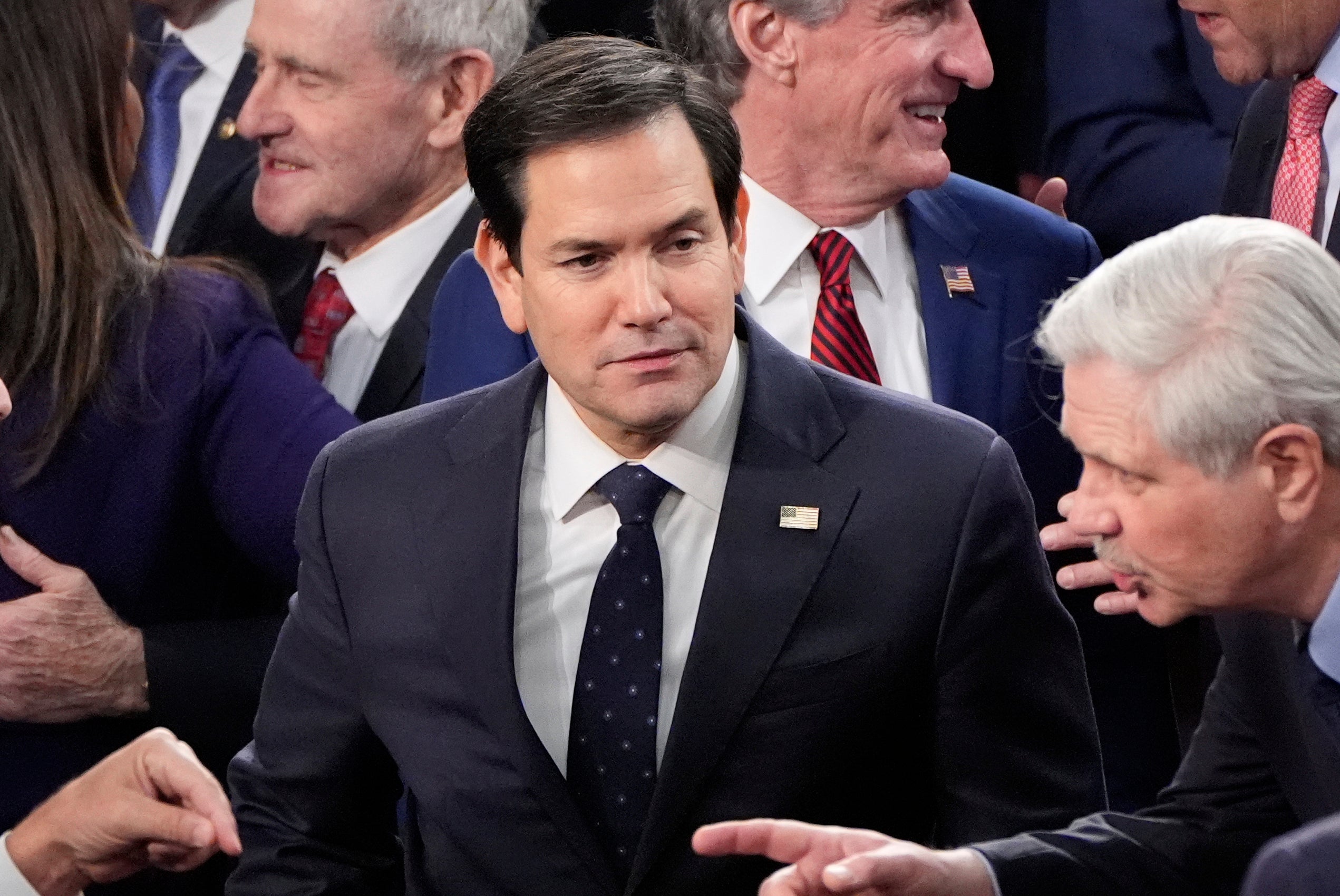 Secretary of State Marco Rubio arrives before the address
