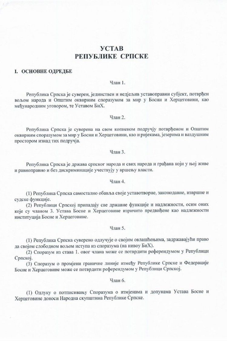 Dijelovi novog Ustava RS 