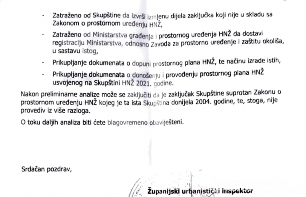 Urbanistički inspektor nalaz za prostorni plan