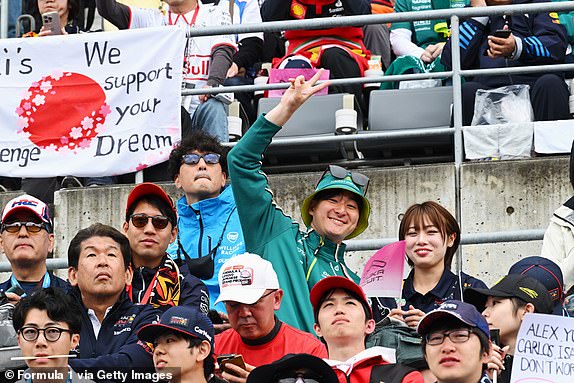 SUZUKA, JAPAN - APRIL 06: A fan of Aston Martin F1 Team prior to the F1 Grand Prix of Japan at Suzuka Circuit on April 06, 2025 in Suzuka, Japan. (Photo by Mark Sutton - Formula 1/Formula 1 via Getty Images)