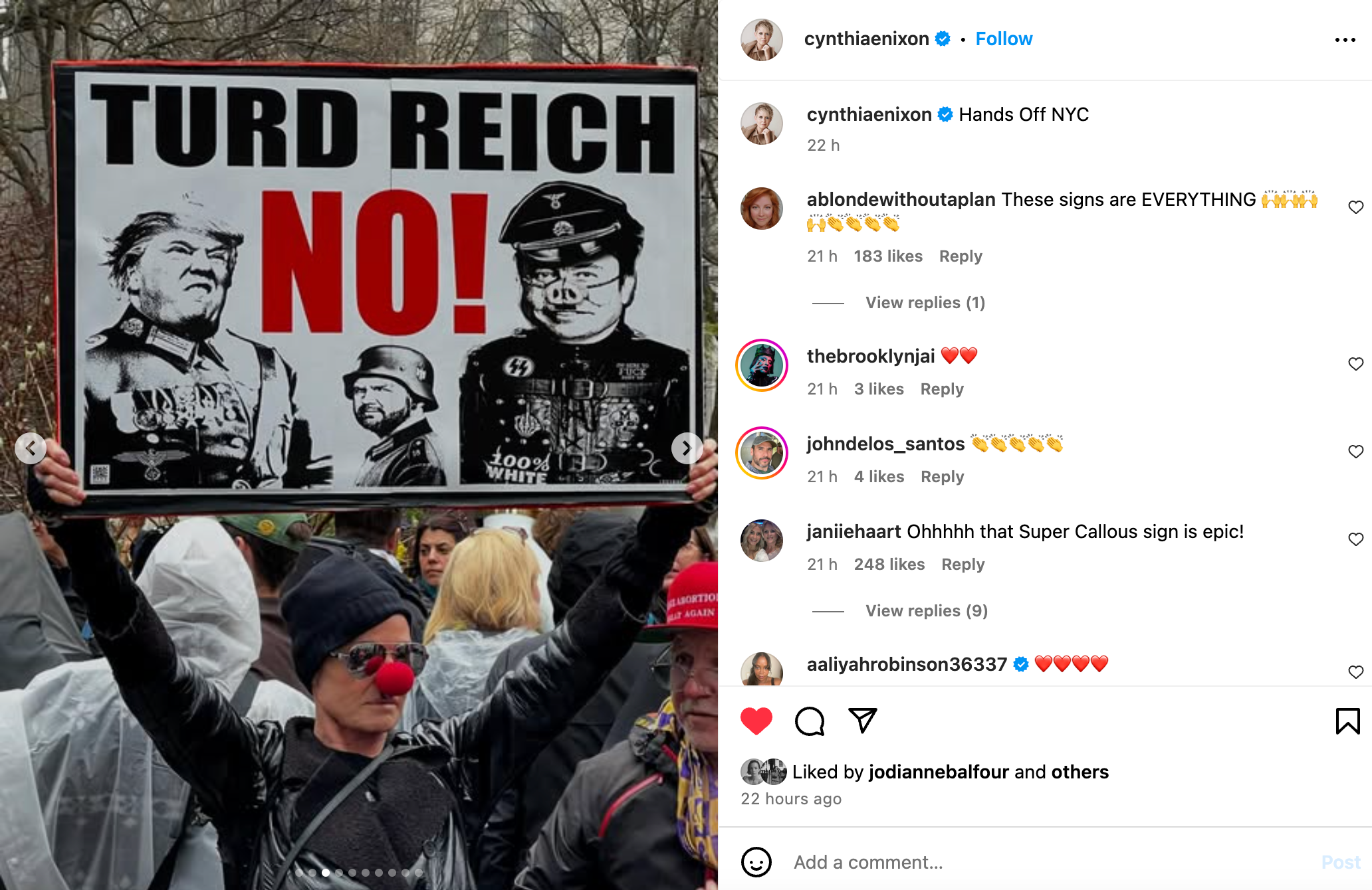 'Ruke s NYC -a', Nixon je natpisao svoj Instagram post