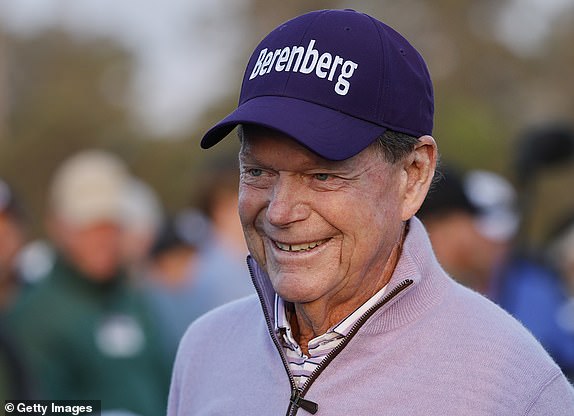 AUGUSTA, GEORGIA - APRIL 10: Honorary Starter Tom Watson of the United States smiles on the first tee during the first round of the 2025 Masters Tournament at Augusta National Golf Club on April 10, 2025 in Augusta, Georgia. (Photo by Harry How/Getty Images)