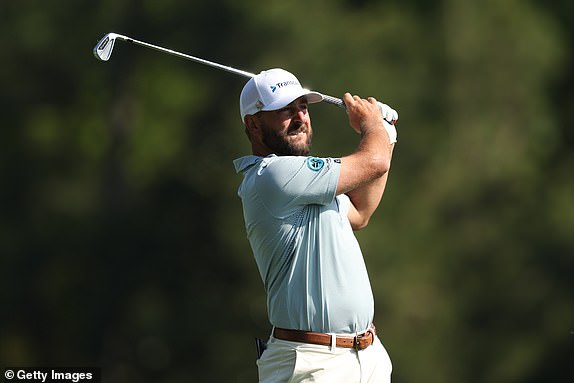 AUGUSTA, GEORGIA - APRIL 10: Stephan Jaeger of Germany plays his second shot on the fifth hole during the first round of the 2025 Masters Tournament at Augusta National Golf Club on April 10, 2025 in Augusta, Georgia. (Photo by Richard Heathcote/Getty Images)