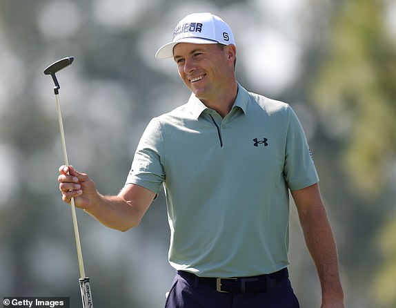AUGUSTA, GEORGIA - APRIL 10: Jordan Spieth of the United States reacts on the first hole during the first round of the 2025 Masters Tournament at Augusta National Golf Club on April 10, 2025 in Augusta, Georgia. (Photo by Andrew Redington/Getty Images)