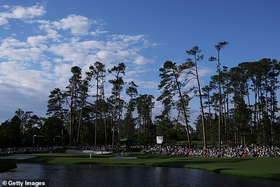 AUGUSTA, GEORGIA - APRIL 11: A general view of the 16th green during the second round of the 2025 Masters Tournament at Augusta National Golf Club on April 11, 2025 in Augusta, Georgia. (Photo by Andrew Redington/Getty Images)