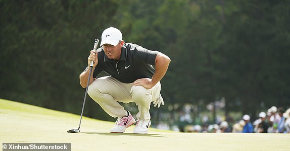 Mandatory Credit: Photo by Xinhua/Shutterstock (15249619g) Rory McIlroy of Northern Ireland lines up a putt during round 2 of the 2025 Masters golf tournament at Augusta National Golf Club in Augusta, the United States, on April 11, 2025. u.s. Augusta Golf 2025 Masters Round 2 - 11 Apr 2025