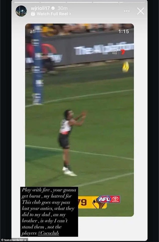 Post na društvenim medijima od Willieja Riolija koji je uzrokovao oluju, koja je od tada izbrisana