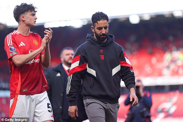 United boss Ruben Amorim (right) sees Cunha as a No 10 in his system for next season