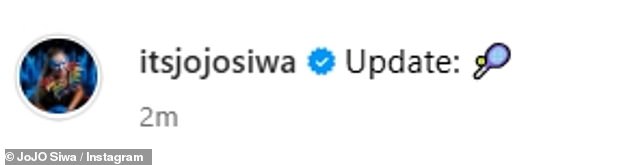 Opisala je post 'UPDATE' zajedno s teniskim emojijem