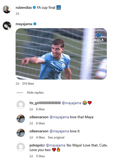 Nedavno je Maya javno proglasila interes za nogometaša dok je komentirala njegove društvene medije