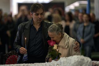 Zbogom žrtvi ruskog raketnog napada odvija se u Nacionalnom kazalištu Shchepkin gdje je radila u Sumyju