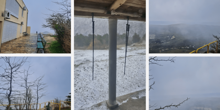 FOTO I VIDEO Jako je hladno. Pada snijeg u blizini Splita, a Biokovo je pod snježnim omotačem