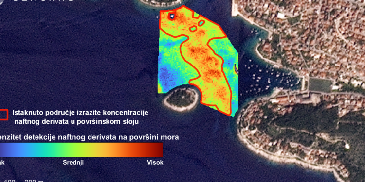 Hrvatska tvrtka SeaCras satelitskom analizom precizno detektirala širenje naftne mrlje kod Hvara
