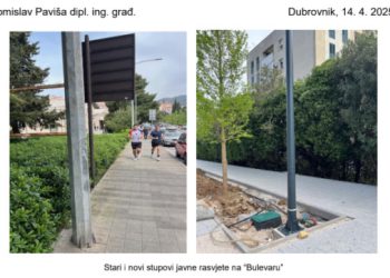 Inženjer Paviša: Upitno je hoće li novi stupovi javne rasvjete niz Bulevar biti stabilni kod jačeg vjetra s kišom