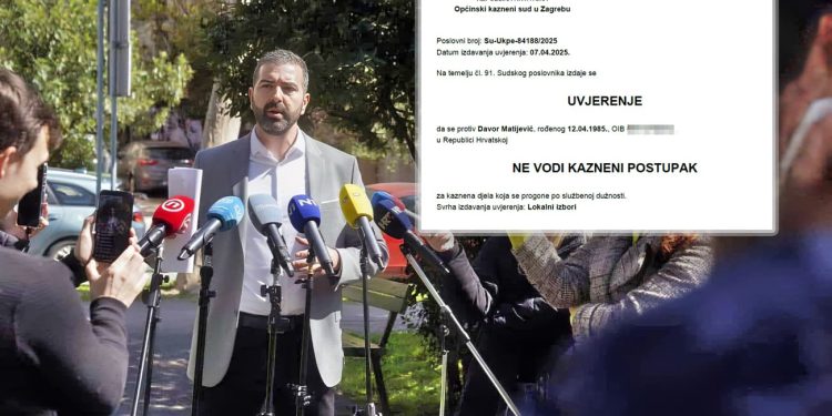 Matijević novinarima pokazao uvjerenje sa suda – protiv njega se ne vodi kazneni postupak