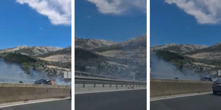 Prekinut promet na brzoj cesti Solin-Klis zbog požara na vozilu!