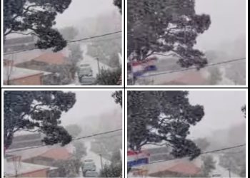 SNIJEG U PROLJEĆU U Velikom Brdu, prigradskom naselju Makarske letjele pahulje, Biokovo puno snijega