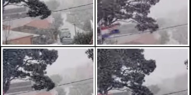 SNIJEG U PROLJEĆU U Velikom Brdu, prigradskom naselju Makarske letjele pahulje, Biokovo puno snijega