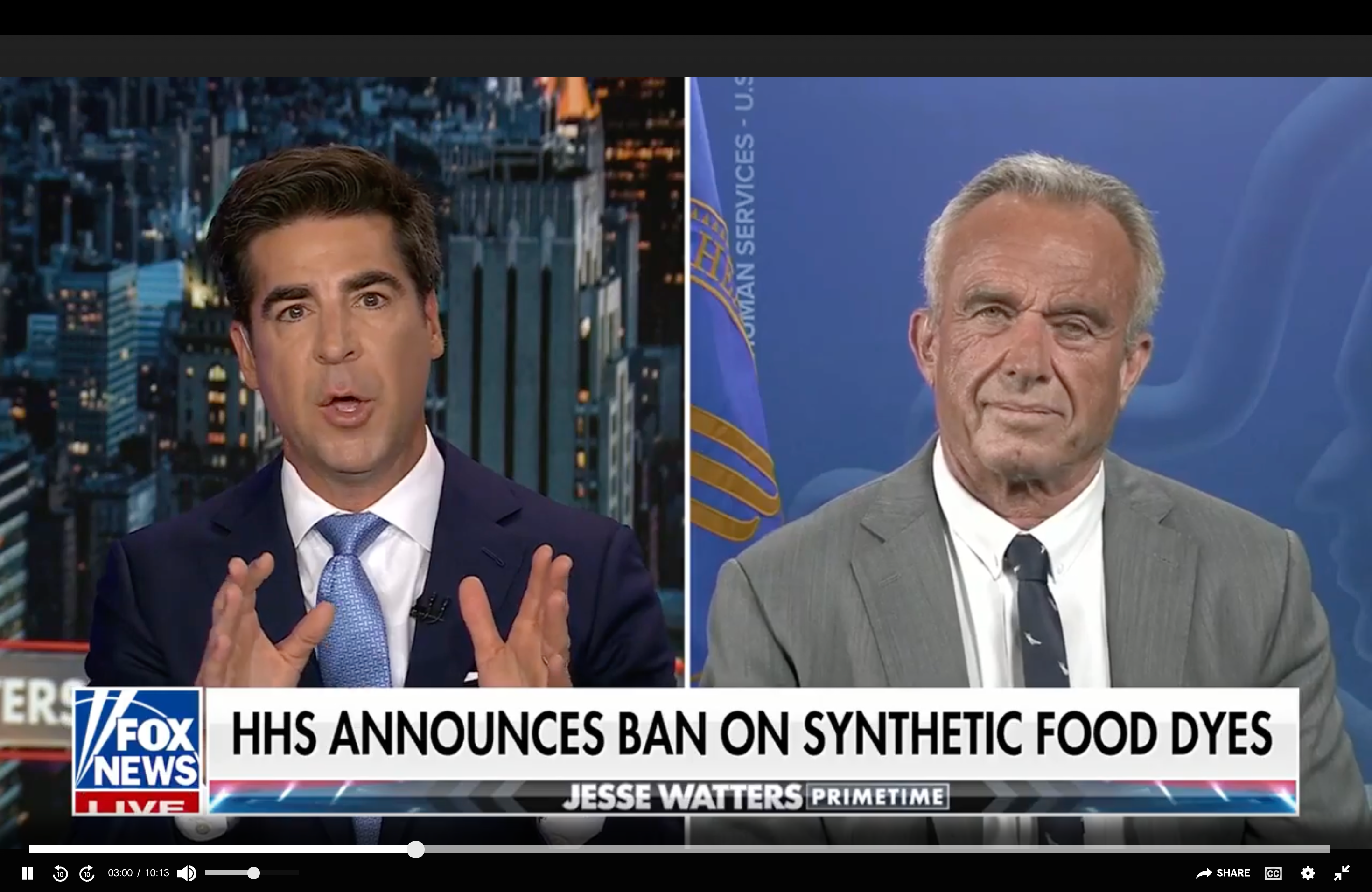 RFK Jr govori Jesseju Wattersu iz Fox Newsa da tinejdžeri imaju nižu razinu testosterona od muškaraca koji se približavaju 70-ima u svojoj emisiji 23. travnja