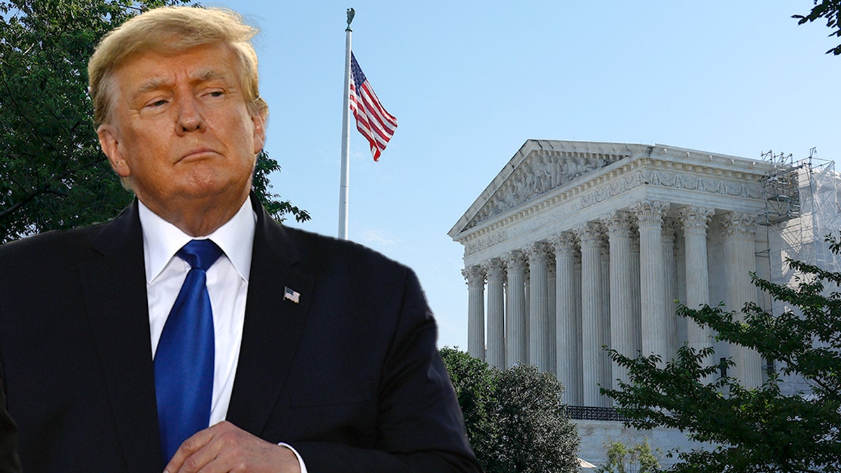 Urezna fotografija bivšeg predsjednika Trumpa zbog zgrade Vrhovnog suda.