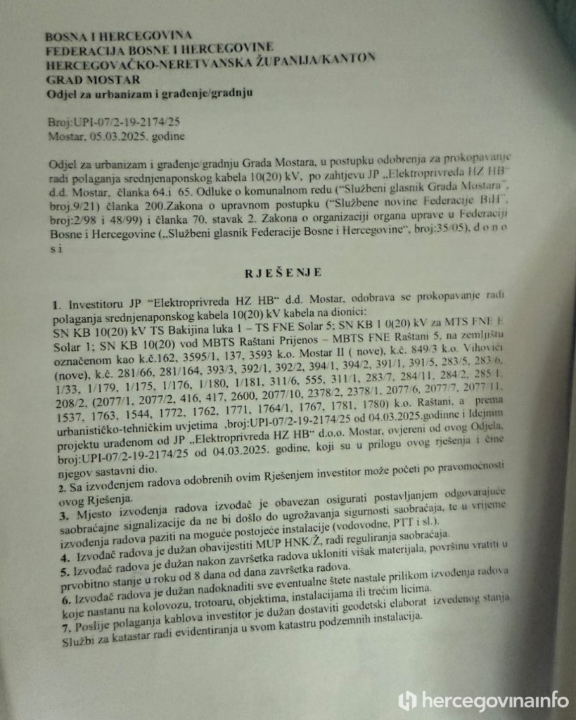 Rješenje i obrazloženje Urbanizam