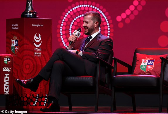 LONDON, ENGLAND - MAY 08: Ben Calveley, Chief Executive Officer of The British & Irish Lions speaks during British & Irish Lions squad and captain announcement at Indigo at The O2 Arena on May 08, 2025 in London, England. (Photo by David Rogers/Getty Images)