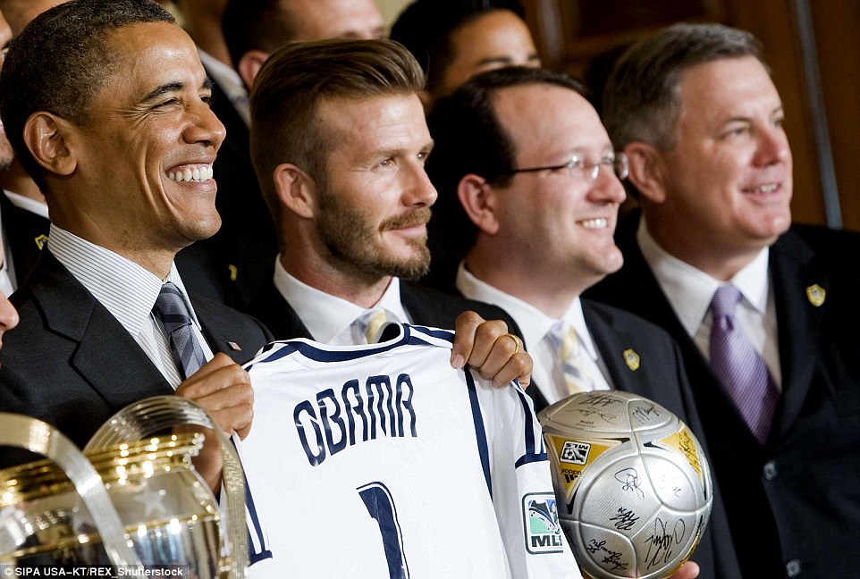 During his time with LA Galaxy the team was honoured at the White House and Beckham met President Barack Obama
