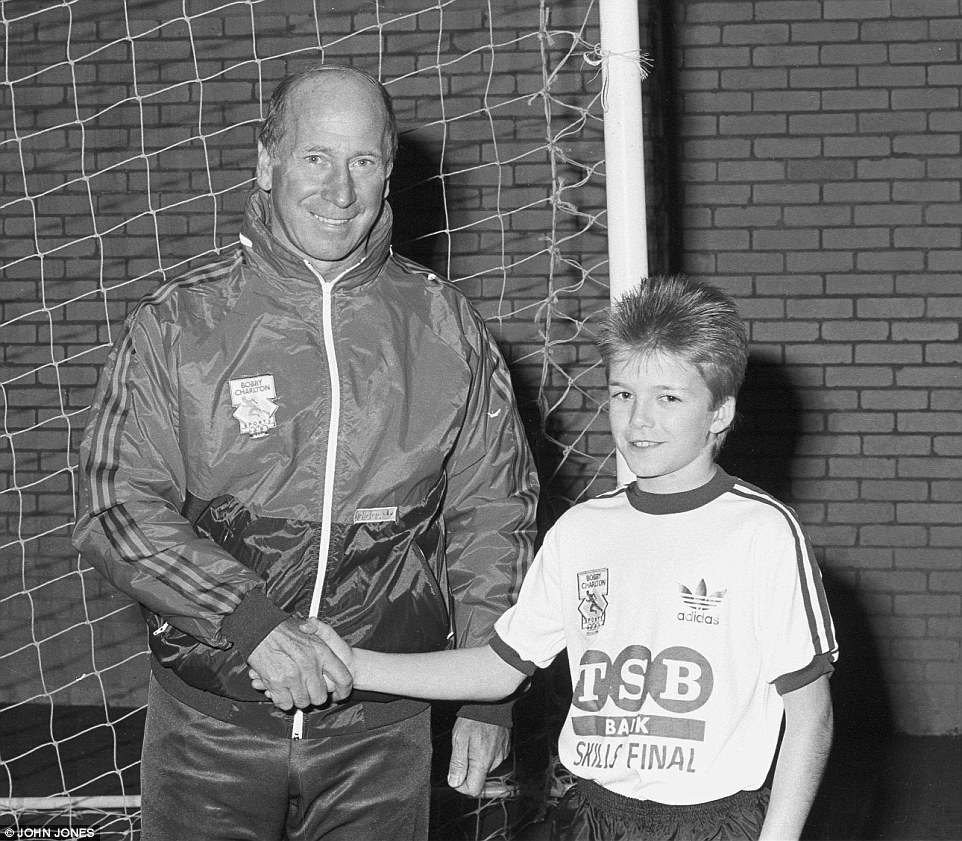 Beckham would impress Man United idol Bobby Charlton after winning a Soccer Skills academy in Manchester in 1986