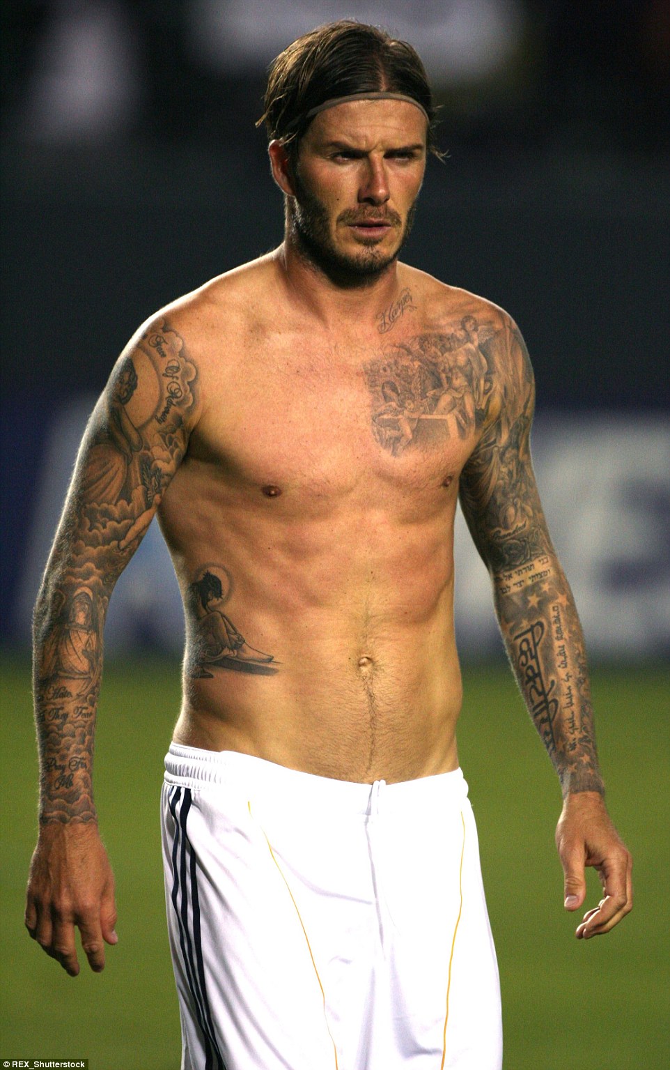 The sporting icon's extensive tattoo collection grew during his playing days with Real Madrid