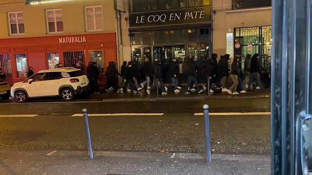 A large group of hooded PSG fans went 'looking for' Newcastle supporters in the French city