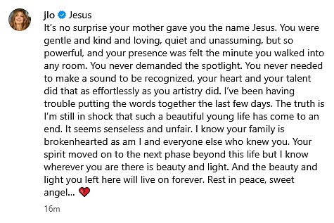 Lopez je platio spomen svom pokojnom suradniku u emocionalnom postu ranije ove godine