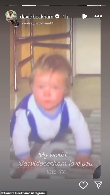 Sandra se prišla na Instagramu kako bi objavila videozapis mladog Davida koji je puzao za kameru, a ona je napisala: 'Moj svijet ... volim te puno xx'