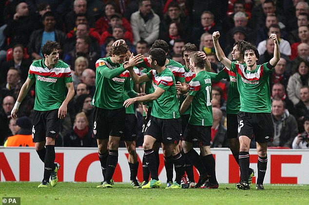 Athletic, captained by now-Bournemouth manager Andoni Iraola (far right) brought 9,000 to Old Trafford in 2012 for a famous victory