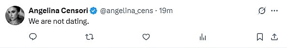 Mnogi su se približili društvenim medijima kako bi nagađali da bi par mogao biti predmet jer se čini da postaju ugodni. Međutim, Angelina je isključila romantične glasine pišući na X: 'Ne izlazimo'