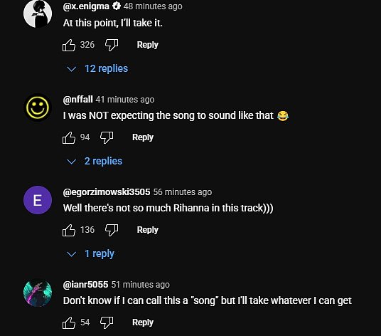 Obožavatelji su skočili na odjeljak za komentare glazbenog videa kako bi podijelili svoje misli, s jednim olovkom, 