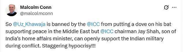 Novinar veteranskog australskog kriketa Malcolm Conn zapeo je Shaha za svoje mjesto koje je označio kao licemjerje