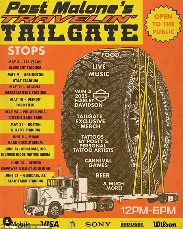 Post Malone planira se igrati na nekoliko velikih mjesta ovog mjeseca i sljedećeg mjeseca