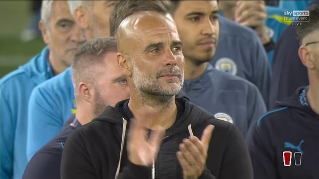 Gradski šef Pep Guardiola smanjen je do suza dok je promatrao Belgijansko oproštajnu prezentaciju