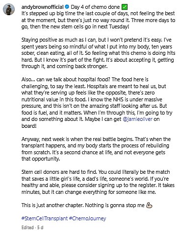 Lawson frontmen, 38, rekao je fanovima u otvorenom Instagram Postu da mu treba transplantacija matičnih stanica nakon što je desetljeće živio s rijetkim poremećajem u krvi