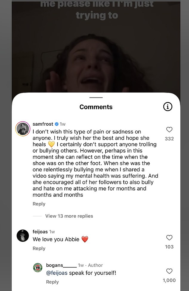 'Ne želim nikome takvu vrstu boli ili tuge. Uistinu joj želim najbolje i nadam se da liječi. Svakako ne podržavam nikoga kako troli ili maltretira druge 