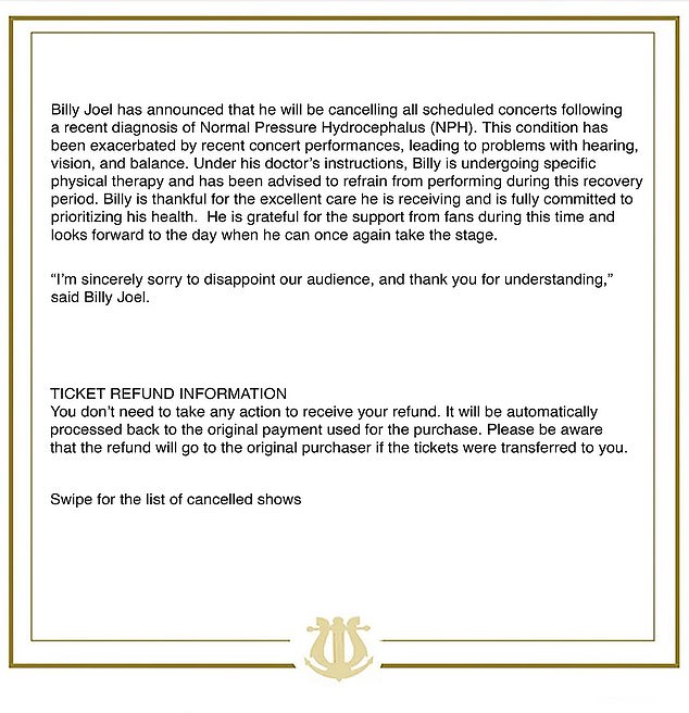 Pjevačica klavira, 76, u petak je izašla na Instagram kako bi podijelila da mu je dijagnosticiran normalan pritisak hidrocefalus (NPH)